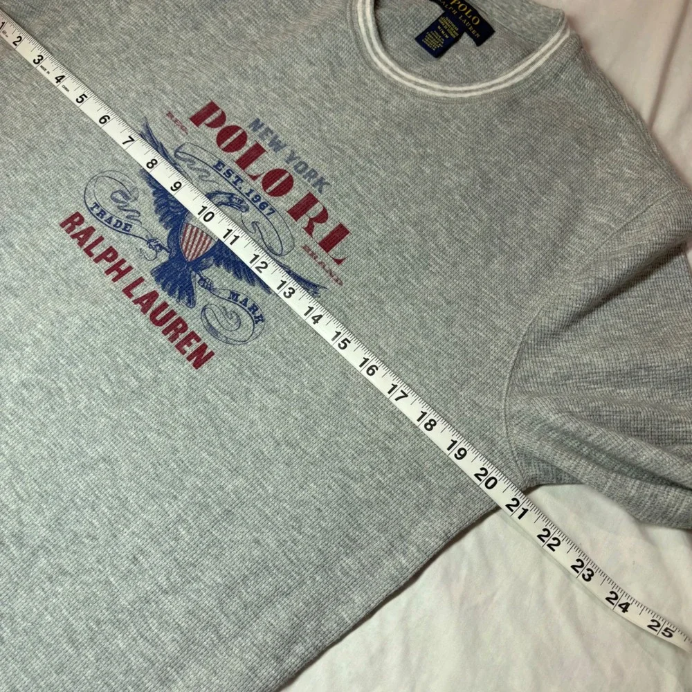 Polo Ralph Lauren Mens Gray Waffle Knit Thermal Eagle Graphic Sleepwear Top M